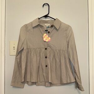 Hayden Girls Beige Button-Up Shirt